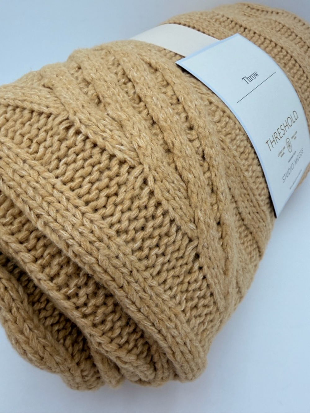 Threshold Cable Knit Throw in Camel 50”X60” - Picture 4 of 5